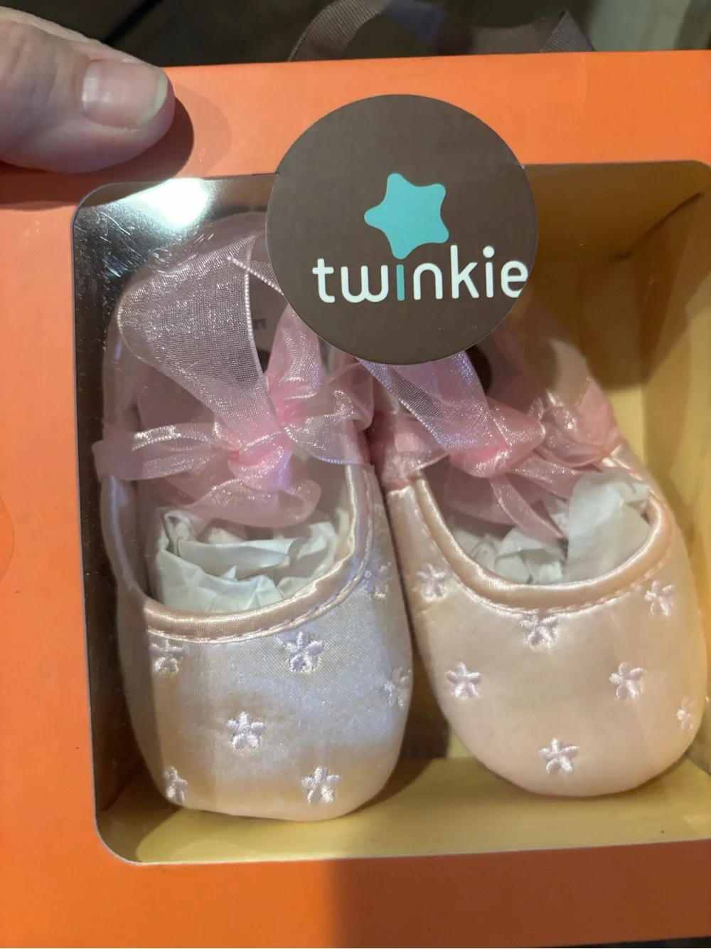 Wink Pink Floral Mary Jane & Pale Pink Satin Baby Shoe Set